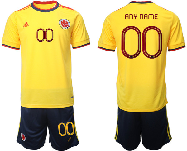 Men's Colombia Custom Yellow Home Soccer Jersey Suit